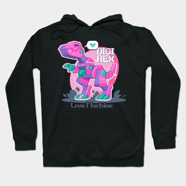 Love Machine T-Rex - Dinosaur Hoodie by Ravensdesign